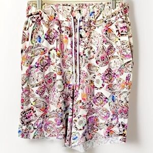 LE SUPERBE Faceted Diamonds Hidden gems white multicolored lounge shorts size XS